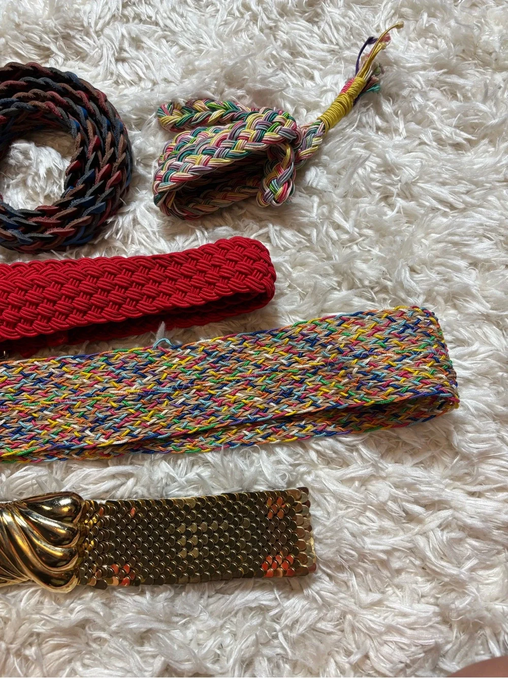 Lot of 6 Vintage Multicolor Woven Belts-1 Sequin Belt Fashion Accessory